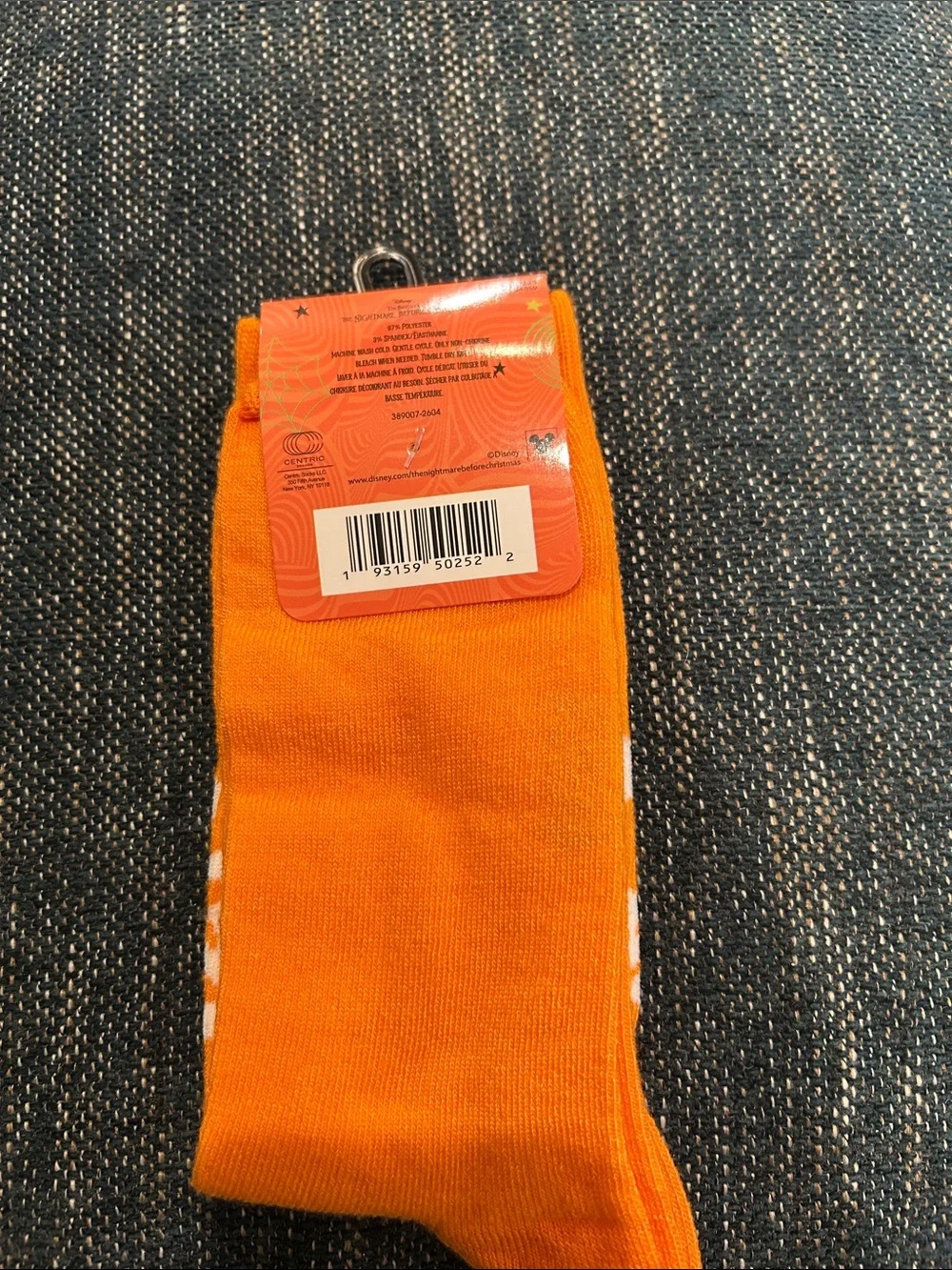 Disney Orange Jack Skellington Kids Crew Socks 6/12 size